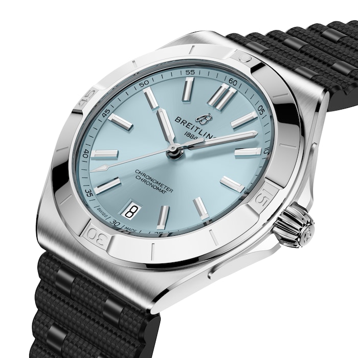 Breitling Chronomat B31 40mm Mens Watch Ice Blue Rubber