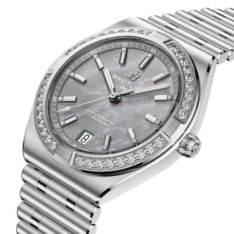 Breitling Chronomat Automatic 36mm Ladies Watch Grey Mother Of Pearl