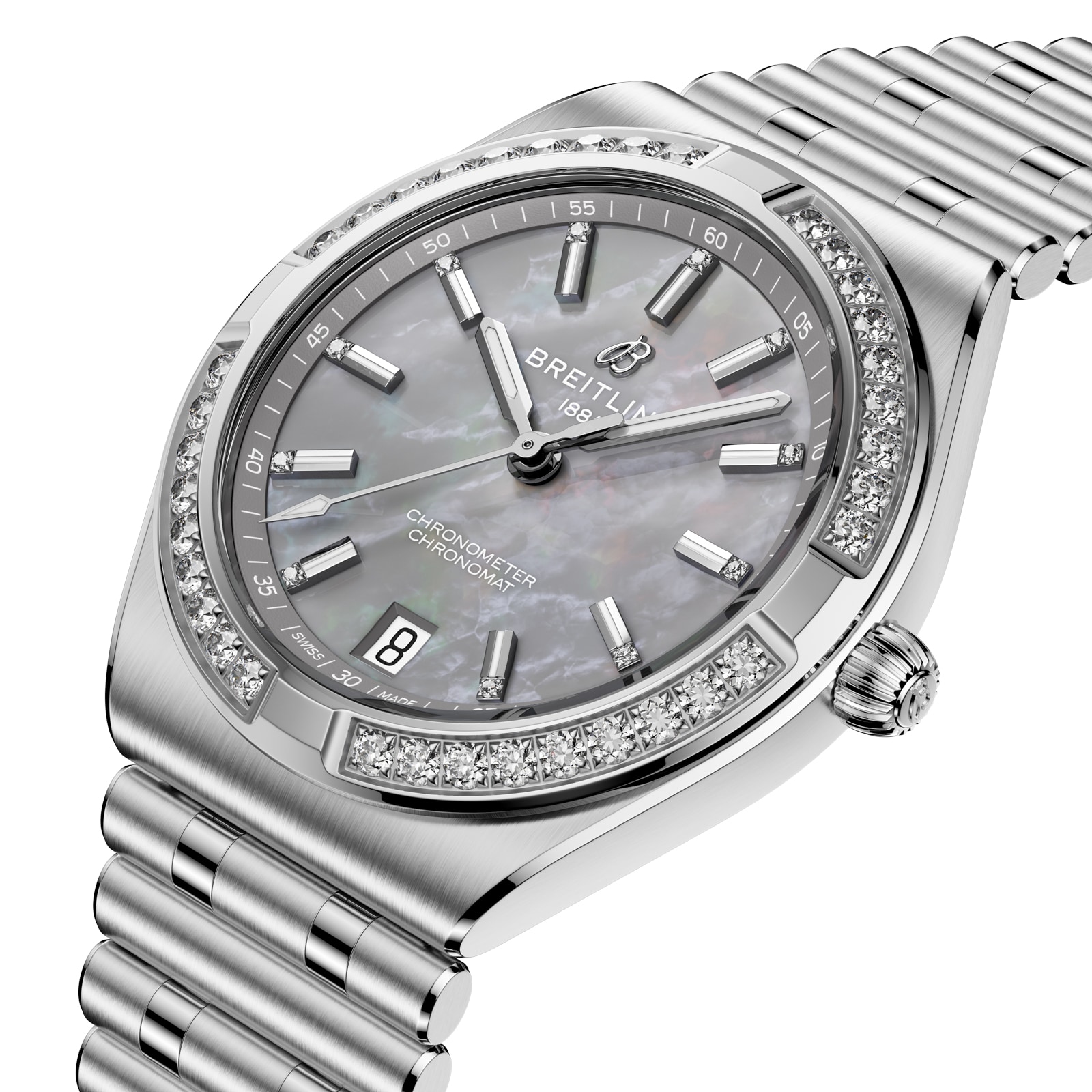 Breitling Chronomat Automatic 36mm Ladies Watch Grey Mother Of Pearl