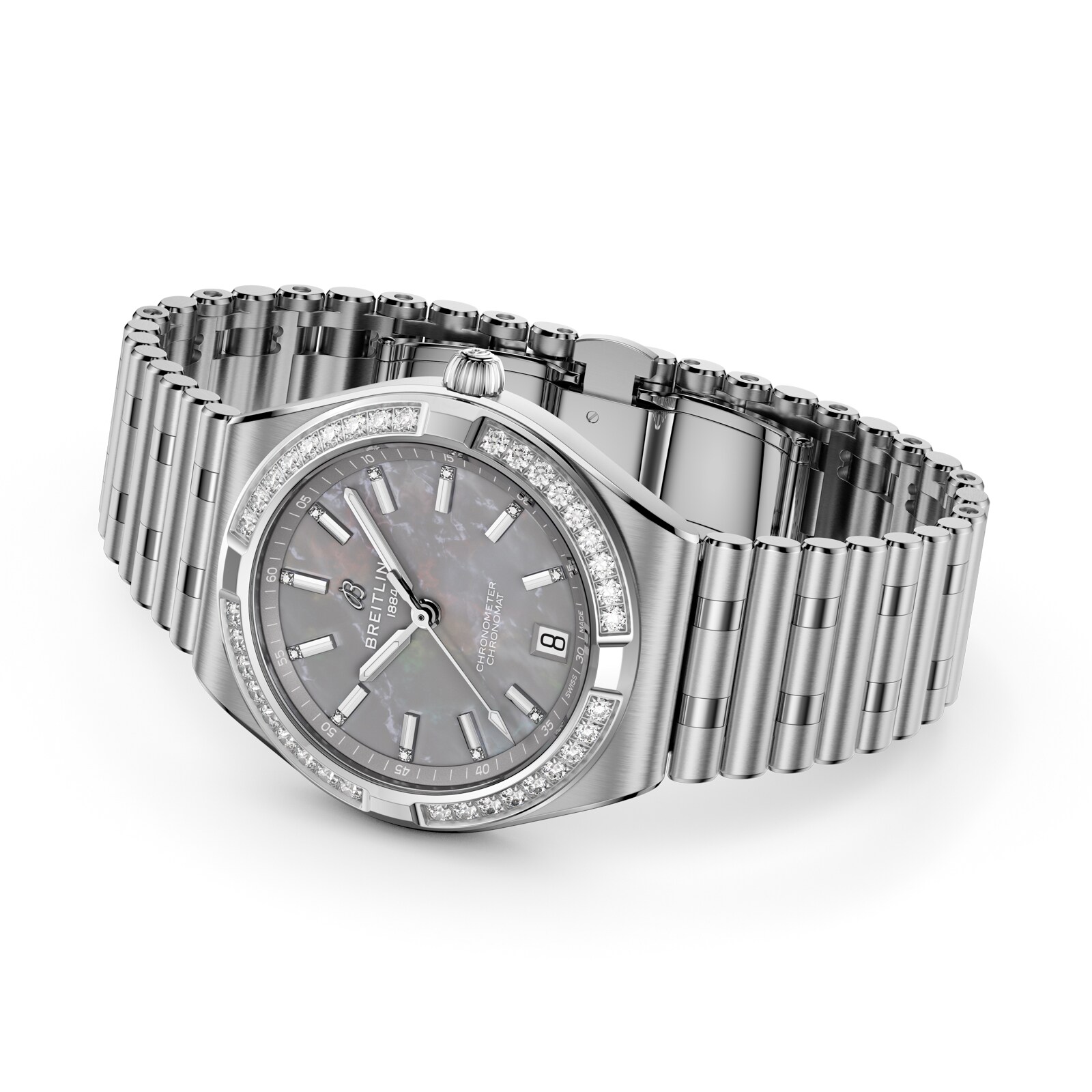 Breitling Chronomat Automatic 36mm Ladies Watch Grey Mother Of Pearl