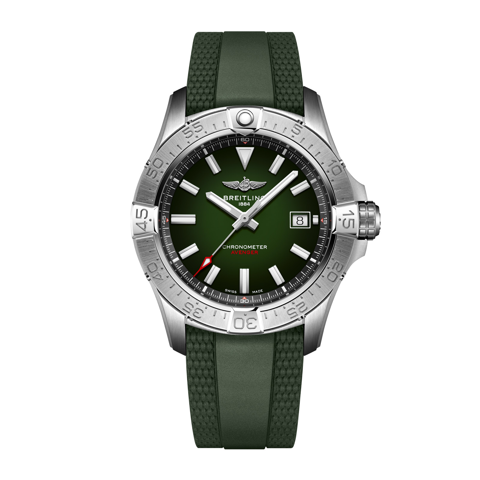 Breitling Avenger Automatic 42mm Mens Watch Green Dial Rubber Strap Breitling Avenger Automatic 42mm Mens Watch Green Dial Rubber Strap