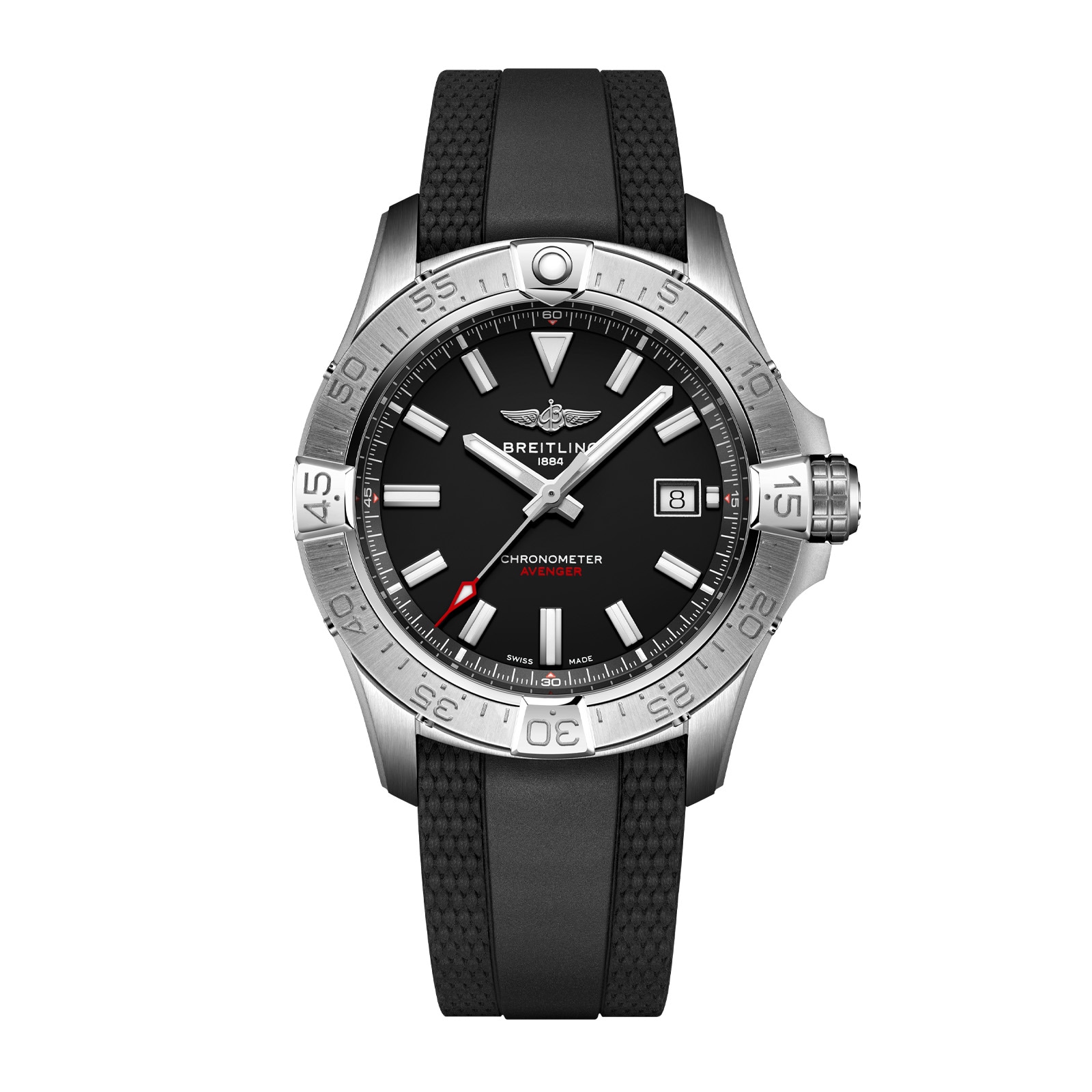 Avenger Automatic 42mm Mens Watch Black Dial Rubber Strap