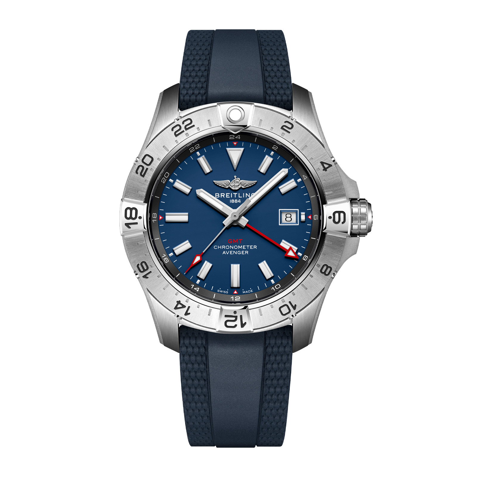 Breitling Avenger Automatic GMT Wings UK Edition 44mm Mens Watch Blue Dial Rubber Strap Breitling Avenger Automatic GMT Wings UK Edition 44mm Mens Watch Blue Dial Rubber Strap