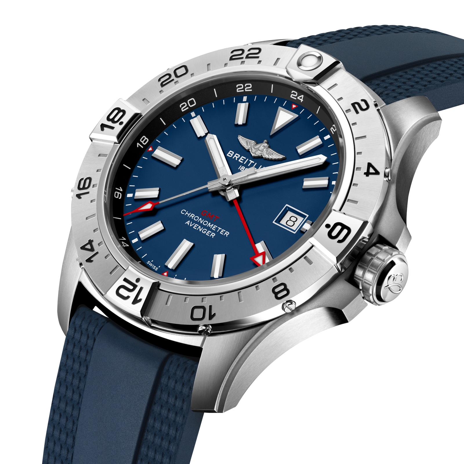 Breitling Avenger Automatic GMT Wings UK Edition 44mm Mens Watch Blue Dial Rubber Strap Breitling Avenger Automatic GMT Wings UK Edition 44mm Mens Watch Blue Dial Rubber Strap