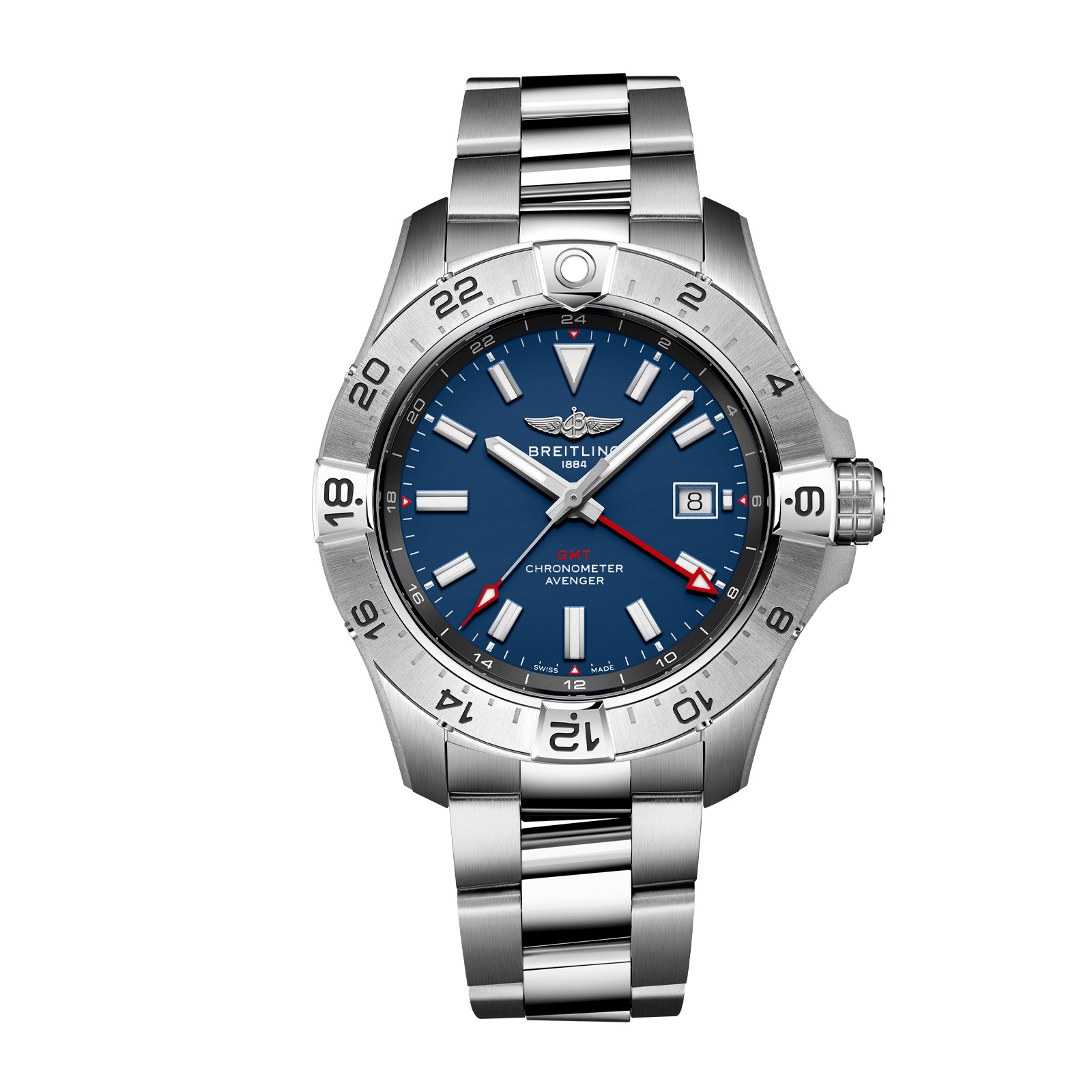 Breitling Avenger Automatic GMT Wings UK Edition 44mm Mens Watch Blue Dial Stainless Steel Bracelet Breitling Avenger Automatic GMT Wings UK Edition 44mm Mens Watch Blue Dial Stainless Steel Bracelet