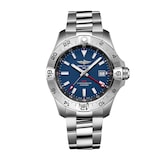 Breitling Avenger Automatic GMT Wings UK Edition 44mm Mens Watch Blue Dial Stainless Steel Bracelet