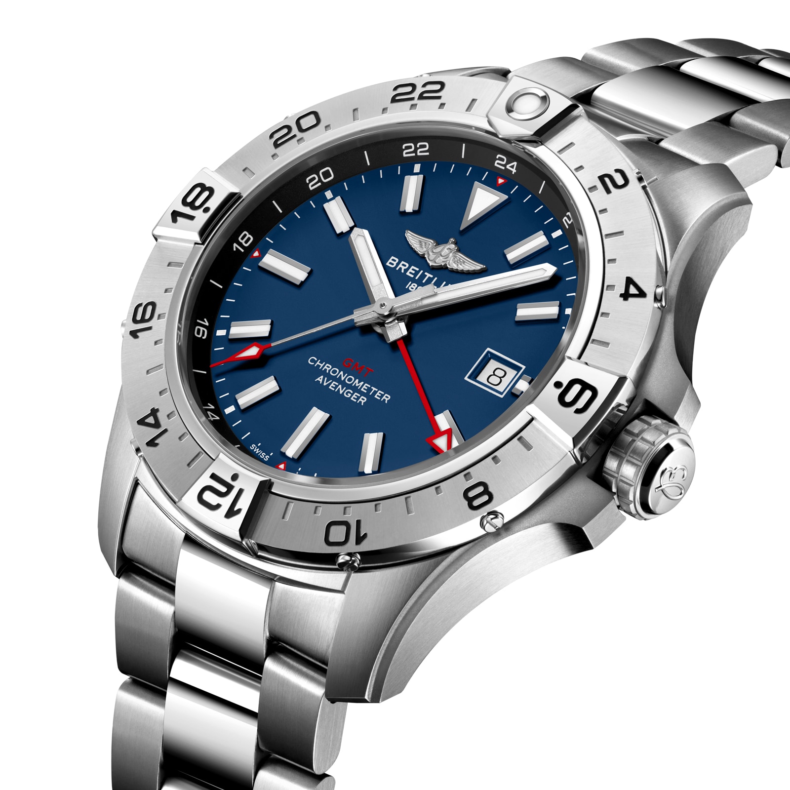 Breitling Avenger Automatic GMT Wings UK Edition 44mm Mens Watch Blue Dial Stainless Steel Bracelet Breitling Avenger Automatic GMT Wings UK Edition 44mm Mens Watch Blue Dial Stainless Steel Bracelet