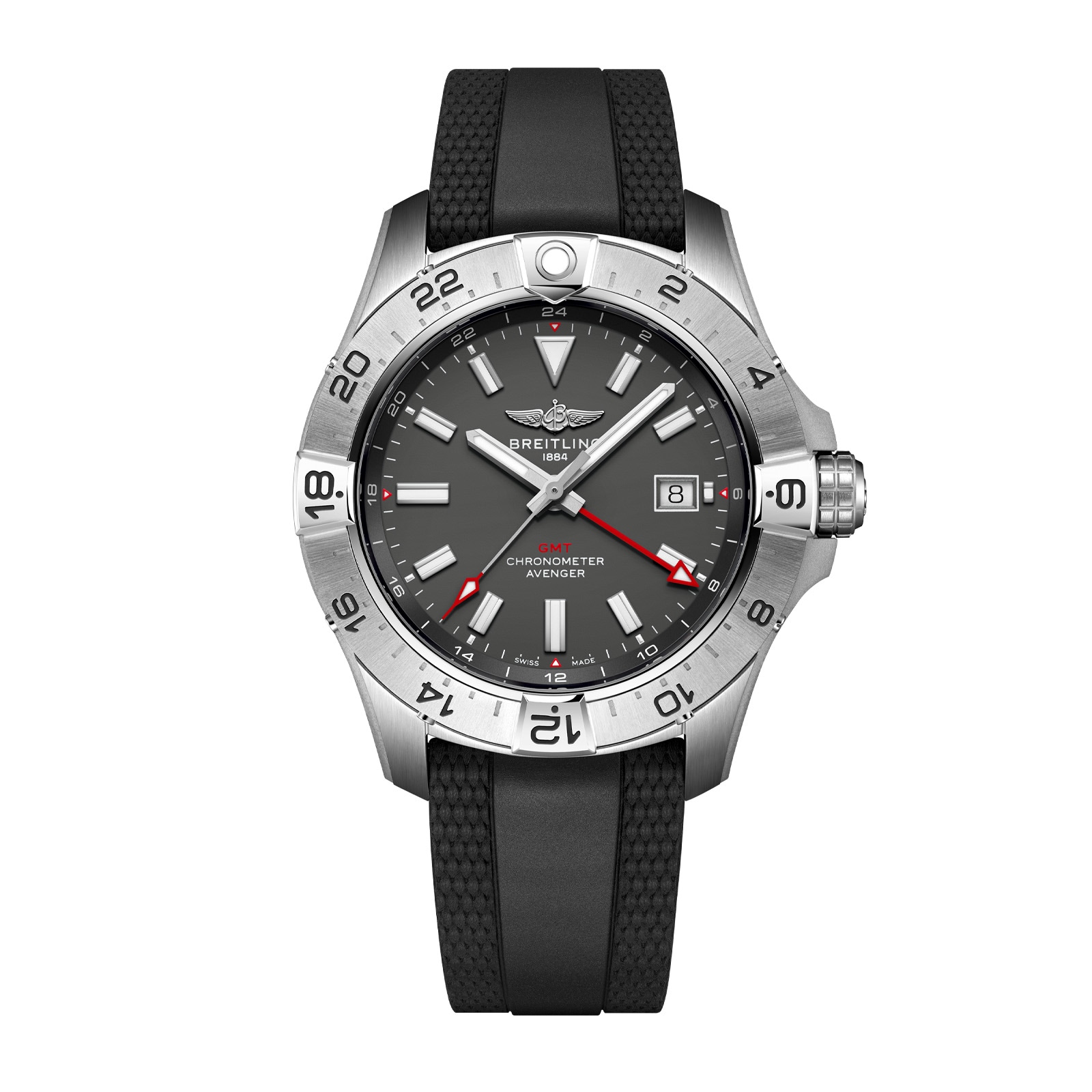 Avenger Automatic GMT Wings UK Edition 44mm Mens Watch Anthracite Dial Rubber Strap