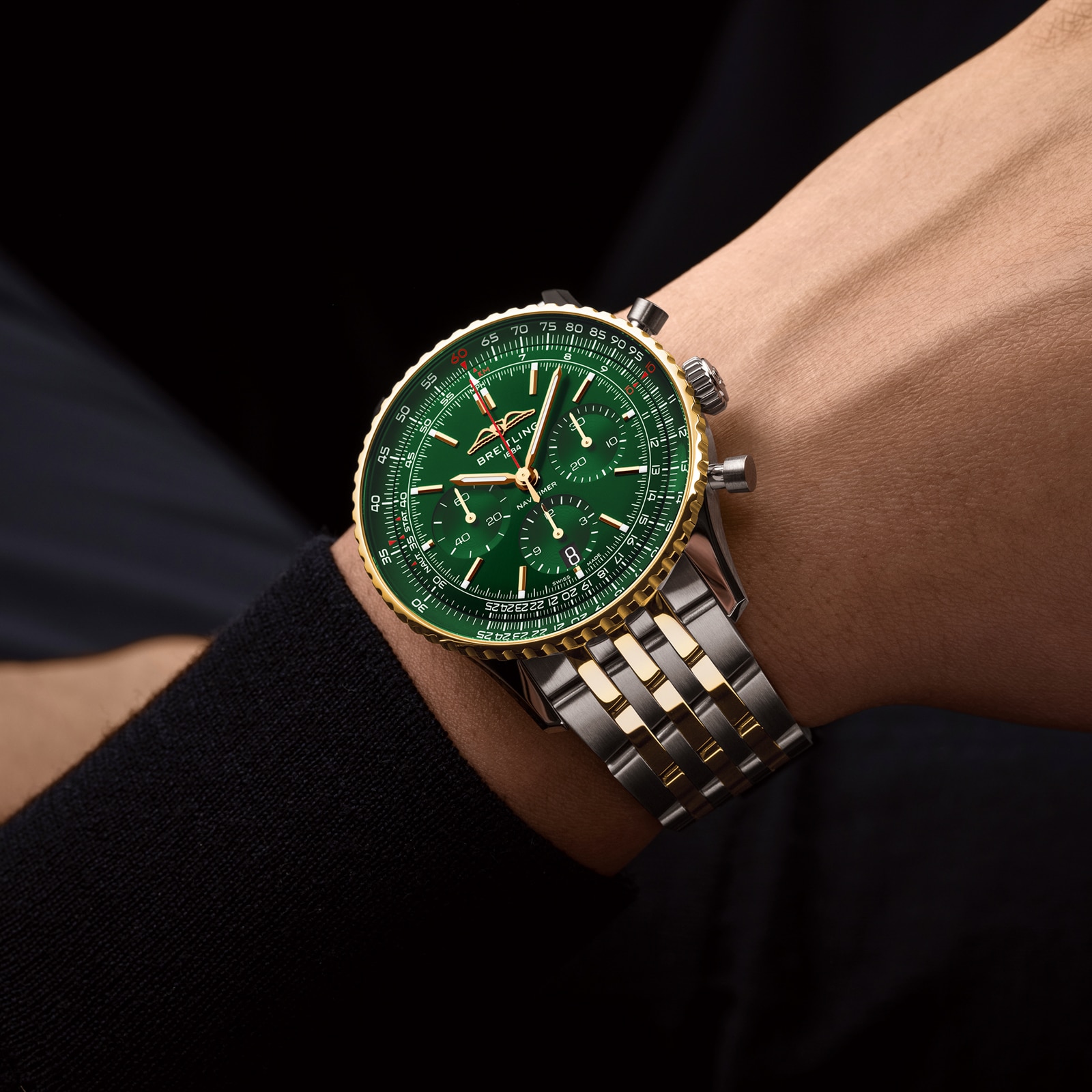 Breitling Navitimer B01 Chronograph 43mm Dark Green Dial Mens Watch Exclusive to The Watches Of Switzerland Group