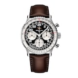 Breitling Navitimer B02 Chronograph Cosmonaute 41mm Mens Watch Black Dial Leather Strap