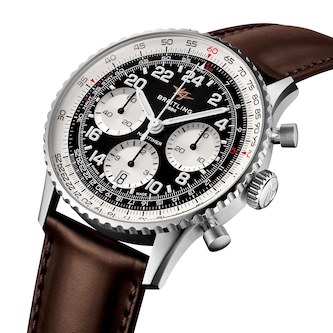 Breitling Navitimer B02 Chronograph Cosmonaute 41mm Mens Watch Black Dial Leather Strap Breitling Navitimer B02 Chronograph Cosmonaute 41mm Mens Watch Black Dial Leather Strap