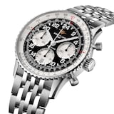 Breitling Navitimer B02 Chronograph Cosmonaute 41mm Mens Watch Black Dial Stainless Steel Bracelet