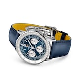 Breitling Navitimer B09 Chronograph 41mm Mens Watch Blue Dial Leather Strap