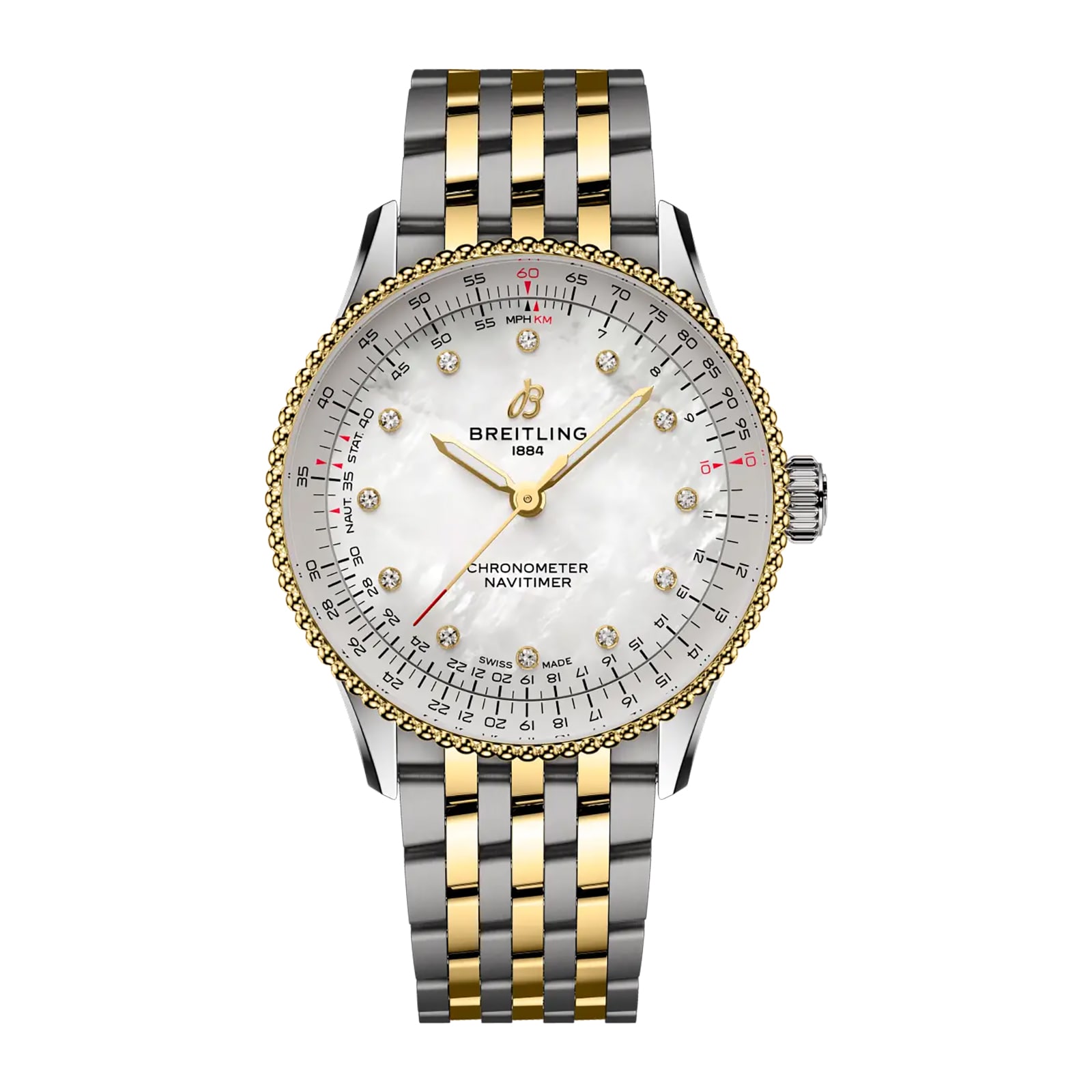 Breitling Navitimer Automatic 36mm Ladies Watch Stainless Steel and Yellow Gold Strap