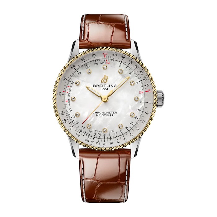 Breitling Navitimer Automatic 36mm Ladies Watch Stainless Steel and Yellow Gold Alligator Strap
