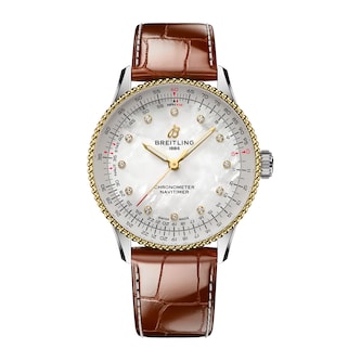 Breitling Navitimer Automatic 36mm Ladies Watch Stainless Steel and Yellow Gold Alligator Strap