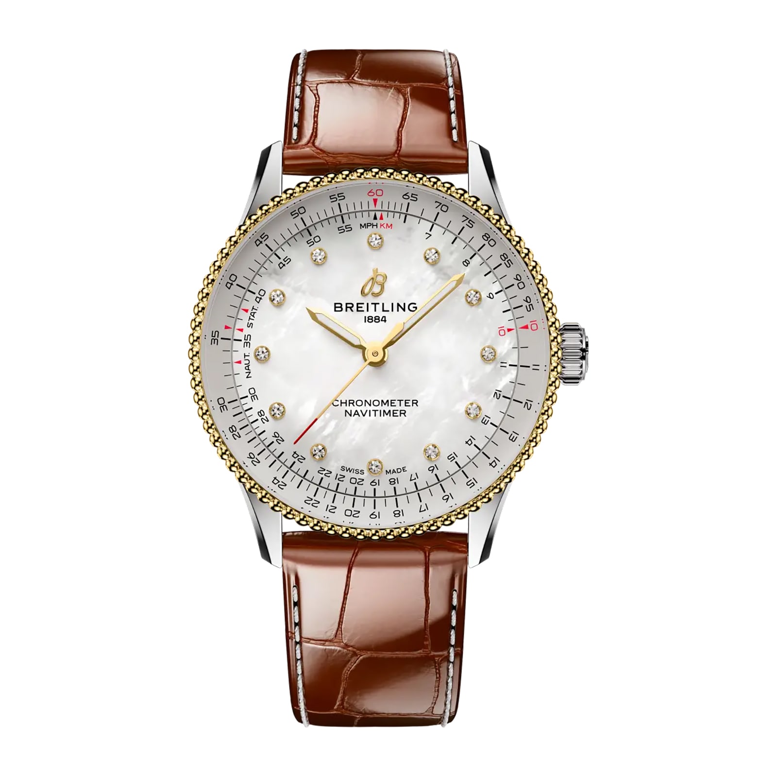 Breitling Navitimer Automatic 36mm Ladies Watch Stainless Steel and Yellow Gold Alligator Strap