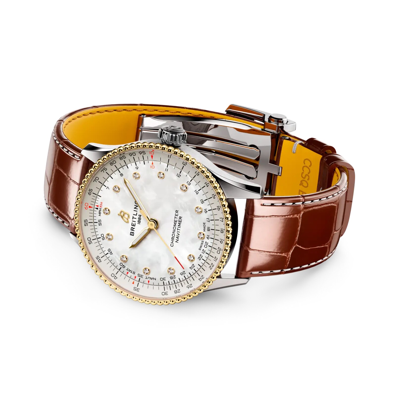 Breitling Navitimer Automatic 36mm Ladies Watch Stainless Steel and Yellow Gold Alligator Strap