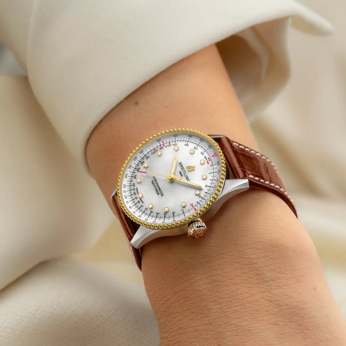 Breitling Navitimer Automatic 36mm Ladies Watch Stainless Steel and Yellow Gold Alligator Strap