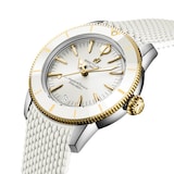 Breitling Superocean Heritage Automatic 36mm Ladies Watch Yellow Gold White Rubber Strap
