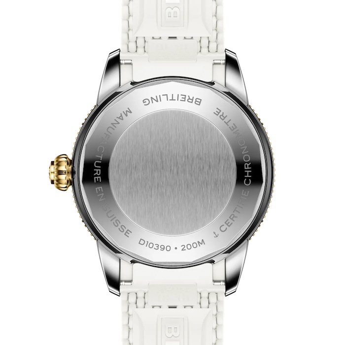 Breitling Superocean Heritage Automatic 36mm Ladies Watch Yellow Gold White Rubber Strap