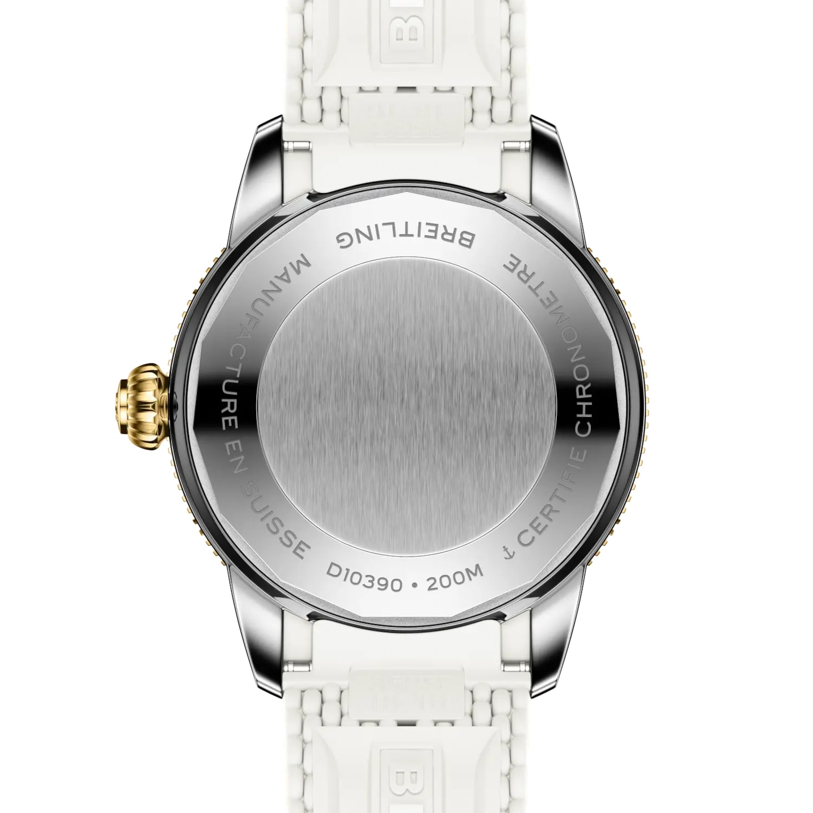 Breitling Superocean Heritage Automatic 36mm Ladies Watch Yellow Gold White Rubber Strap