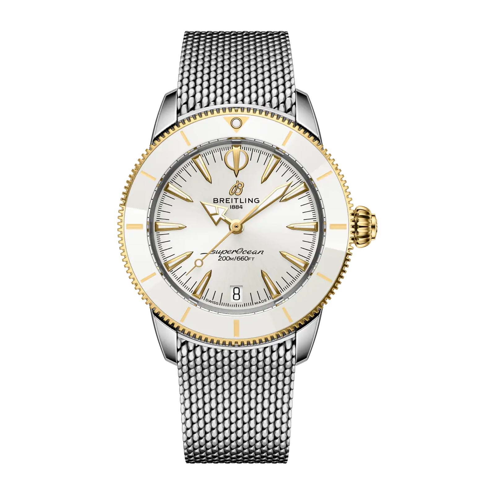 Breitling Superocean Heritage Automatic 36mm Ladies Watch Yellow Gold Stainless Steel Strap