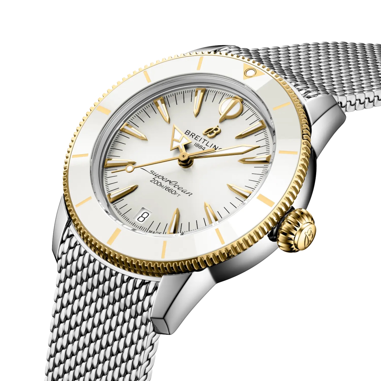 Breitling Superocean Heritage Automatic 36mm Ladies Watch Yellow Gold Stainless Steel Strap