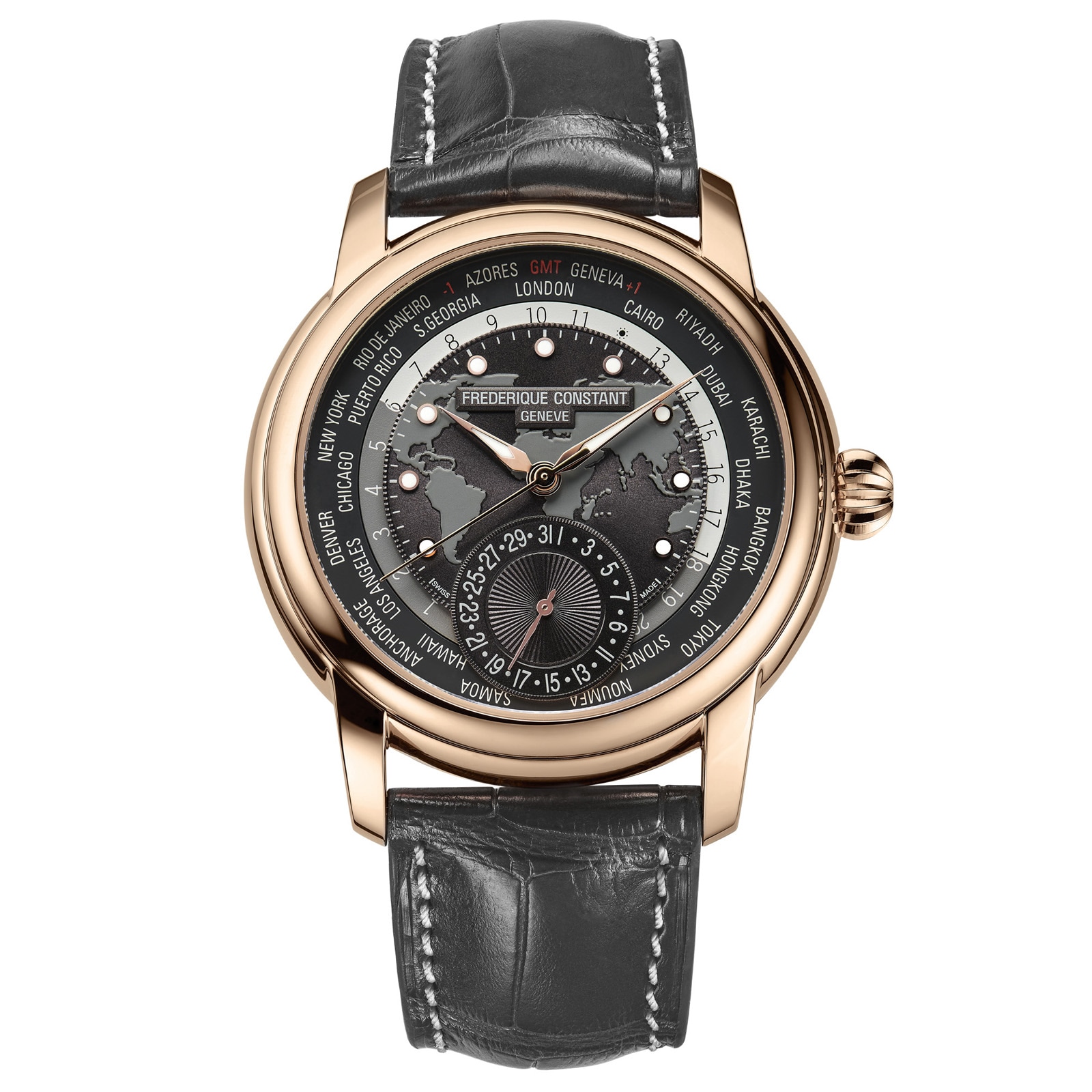 Frederique constant 2025 worldtimer rose gold