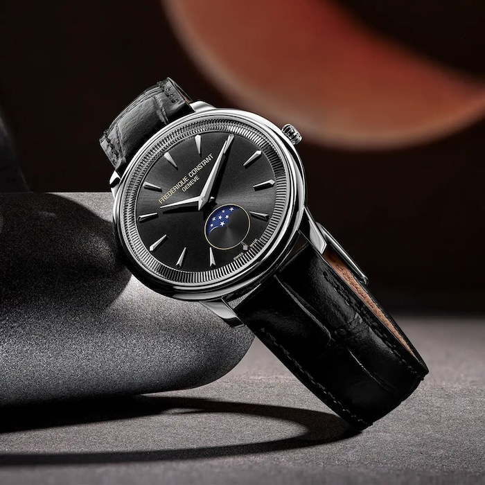 Frederique Constant Classics Moneta Moonphase 37mm Mens Watch Black