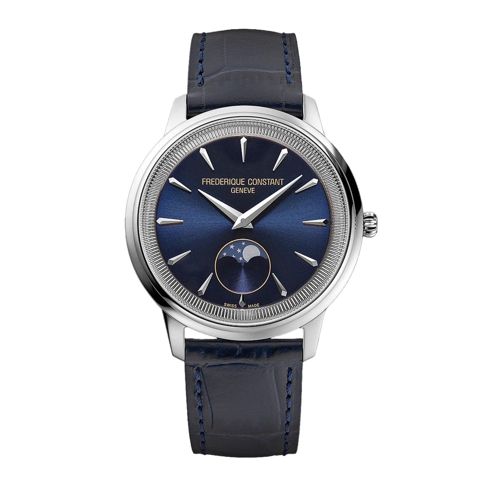 Frederique Constant Classics Moneta Moonphase Quartz 37mm Mens Watch Blue