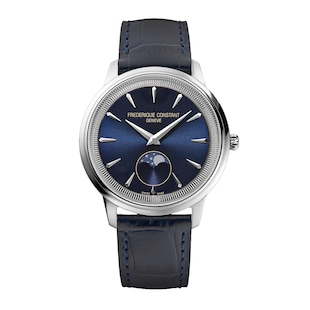 Frederique Constant Classics Moneta Moonphase Quartz 37mm Mens Watch Blue