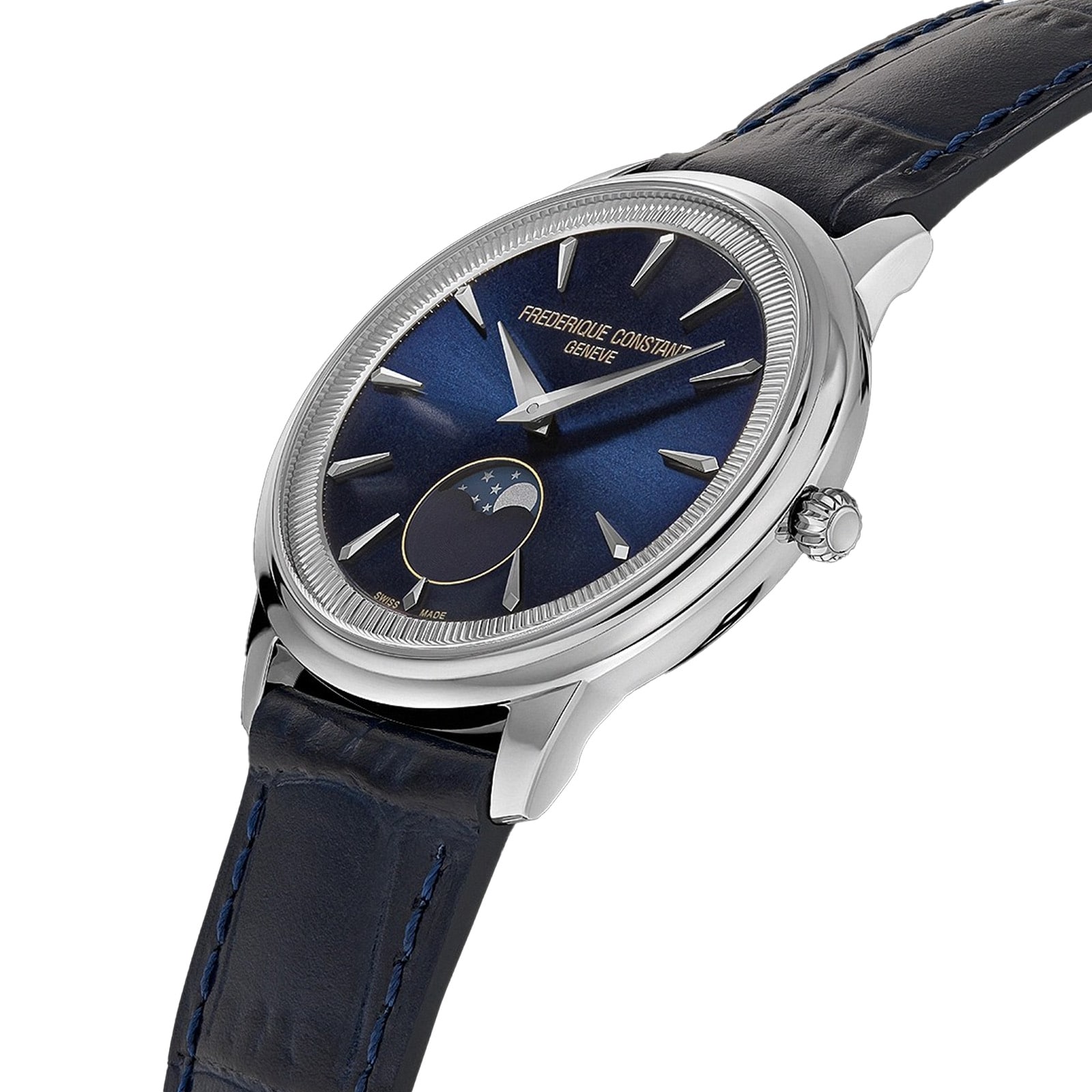 Frederique Constant Classics Moneta Moonphase Quartz 37mm Mens Watch Blue