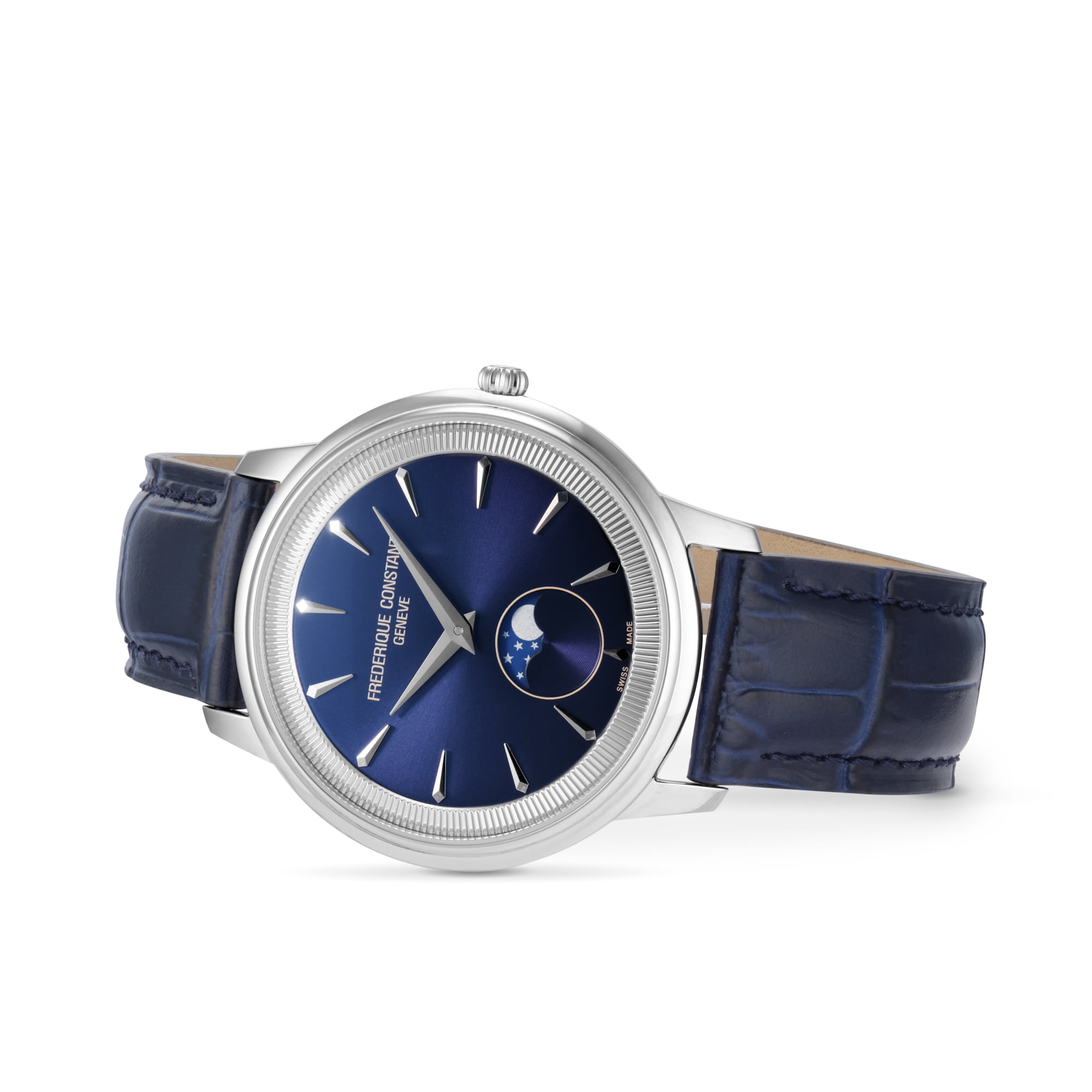 Frederique Constant Classics Moneta Moonphase Quartz 37mm Mens Watch Blue Frederique Constant Classics Moneta Moonphase Quartz 37mm Mens Watch Blue