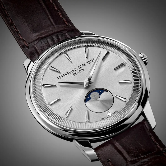 Frederique Constant Classics Moneta Moonphase 37mm Mens Watch Silver