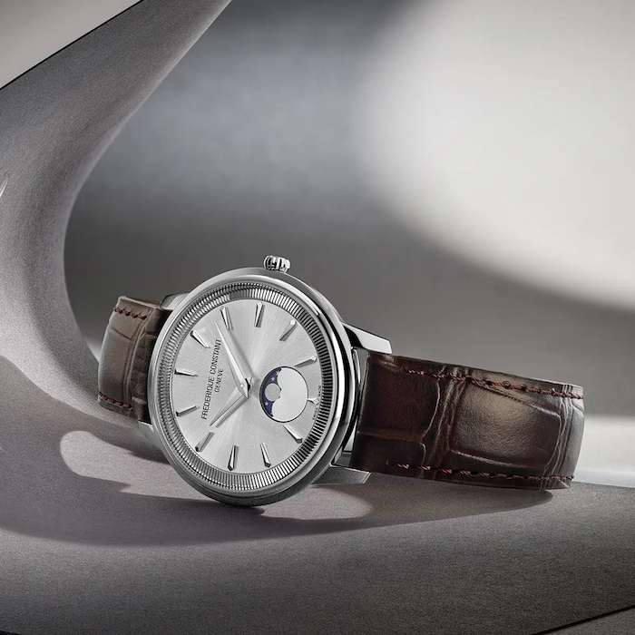 Frederique Constant Classics Moneta Moonphase 37mm Mens Watch Silver