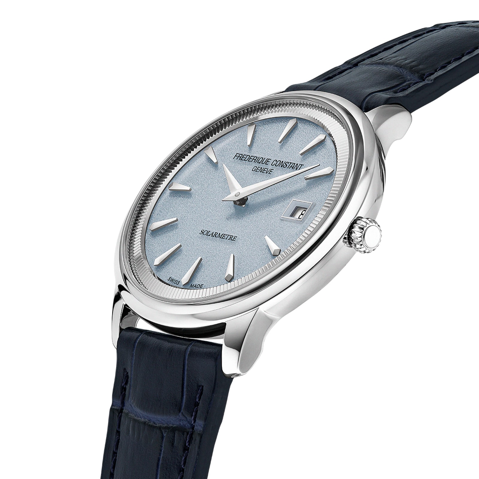 Frederique Constant Classics Moneta Solarmetre 39mm Mens Watch Blue Dial Interchangeable Straps