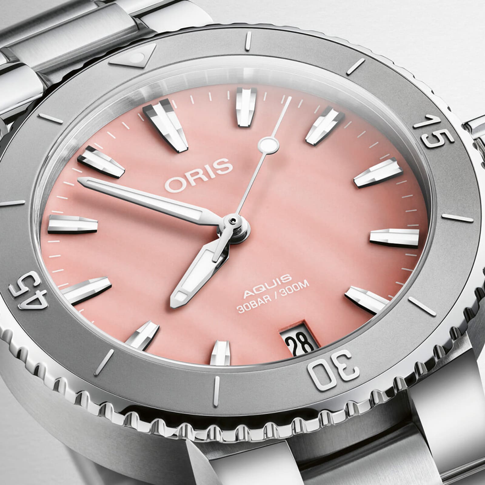 Oris Aquis Date 36.5mm Unisex Watch Pink 01 733 7770 4158 07 8 18 05P Betteridge