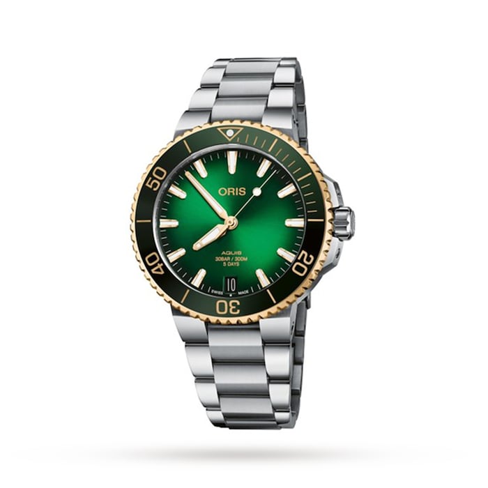 Oris Aquis Date Calibre 400 41.5mm, Green Dial Mens Watch