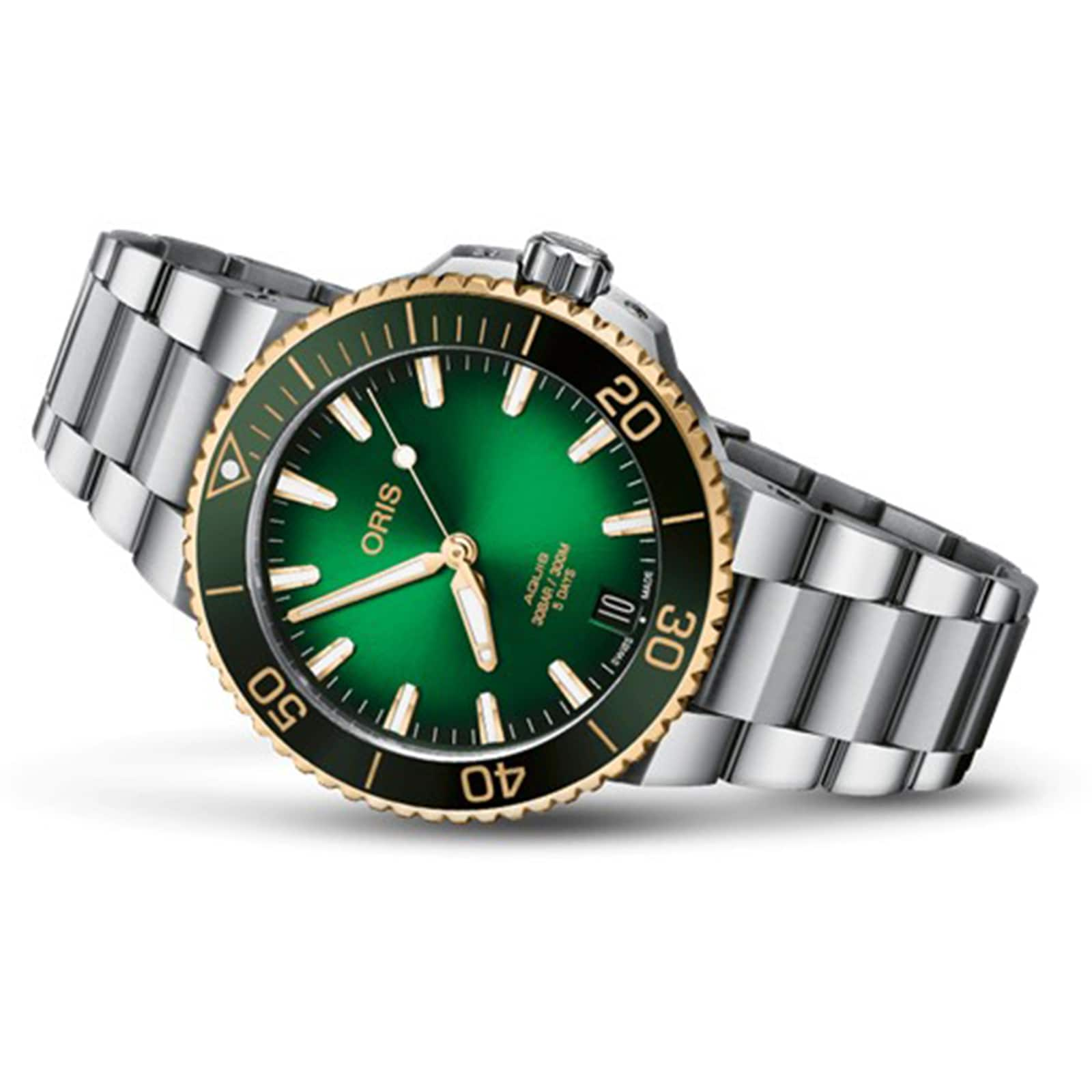 Oris Aquis Date Calibre 400 41.5mm Green Dial Mens Watch 01 400