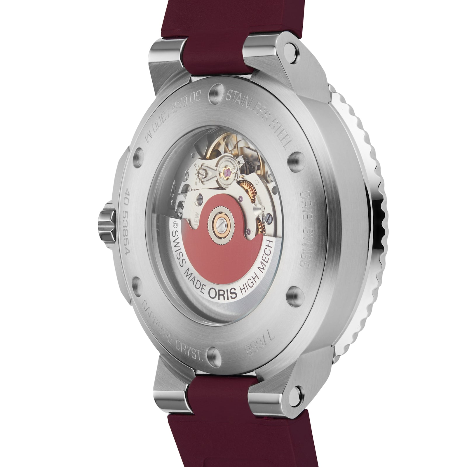 Oris Aquis Cherry Diamond Bezel 41.5mm Unisex Watch - Rubber Strap
