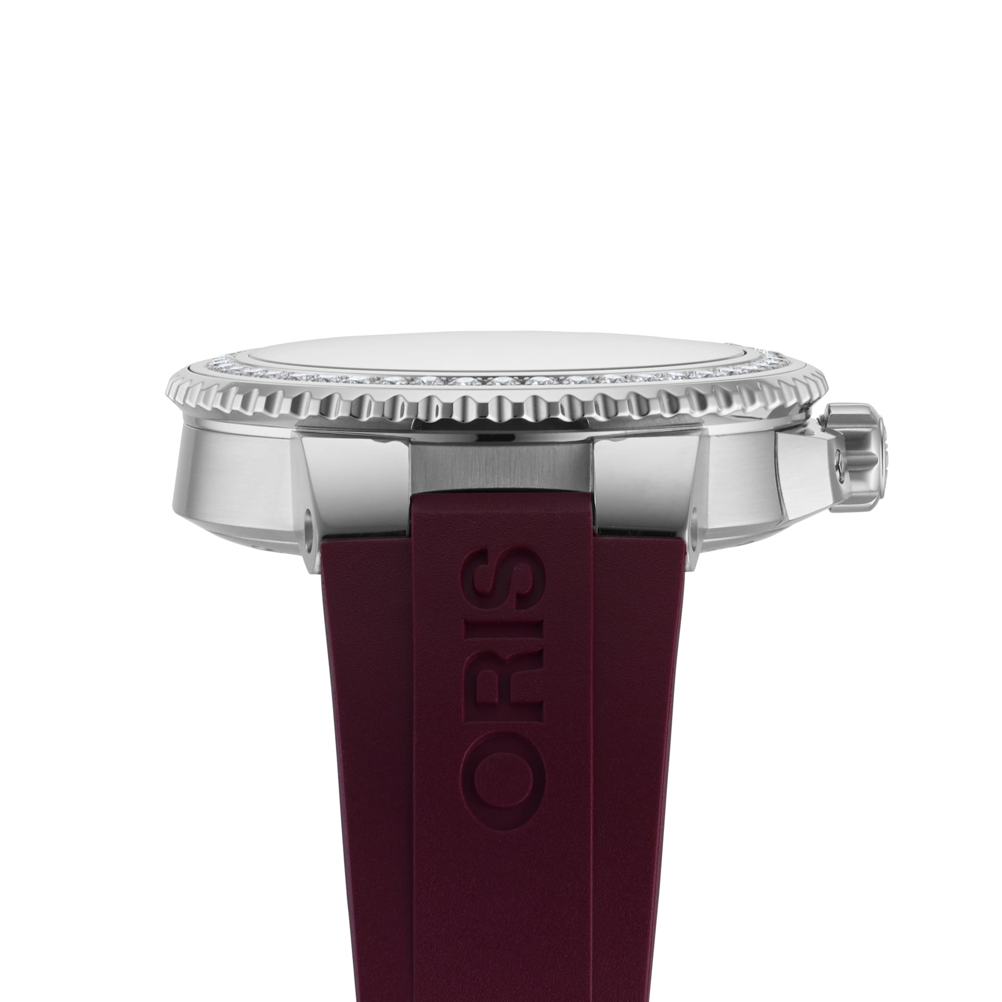 Oris Aquis Cherry Diamond Bezel 41.5mm Unisex Watch Rubber Strap