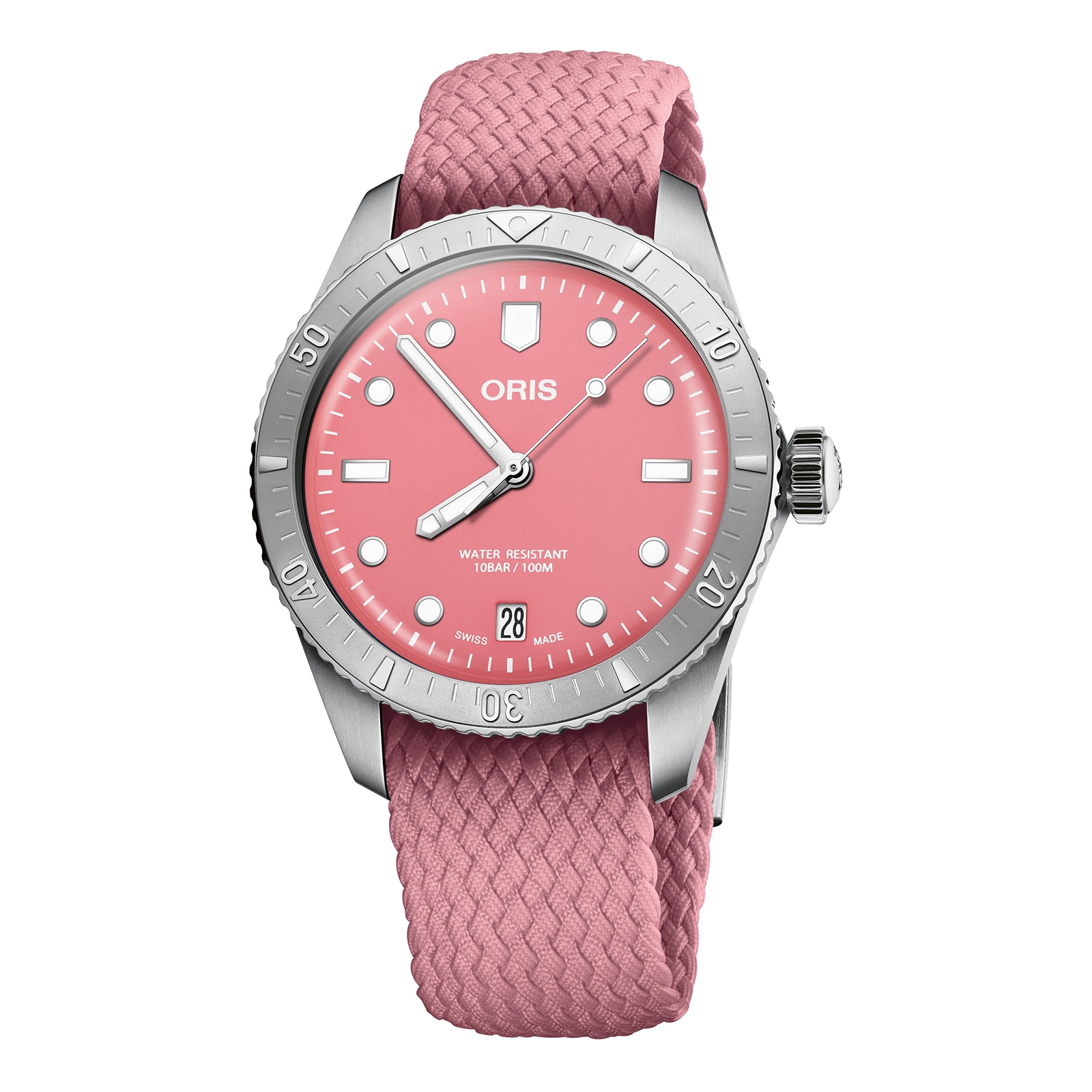 Oris Divers Heritage 1965 38mm Unisex Watch Pink Fabric