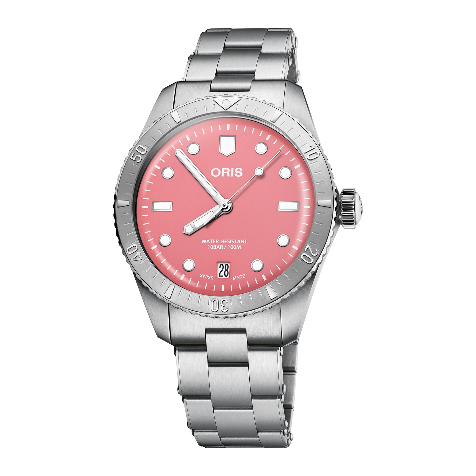 Oris Divers Heritage 1965 38mm Unisex Watch Pink Stainless Steel