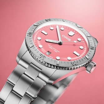 Oris Divers Heritage 1965 38mm Unisex Watch Pink Stainless Steel