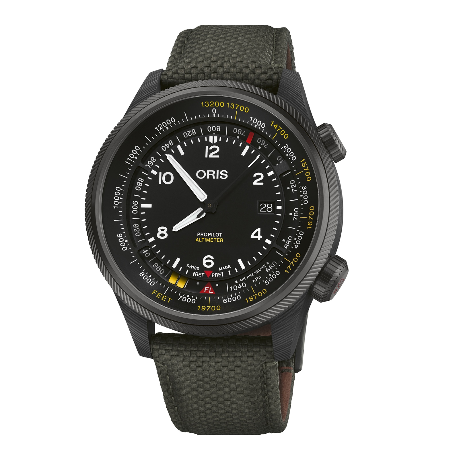 Oris Pro Pilot Altimeter 47mm Mens Watch - Altitude in Feet 01 793 7775  8734-SET | Watches Of Switzerland UK