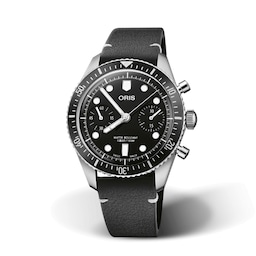 17601221 - Divers Sixty Five Chronograph 40mm Mens Watch Black Leather