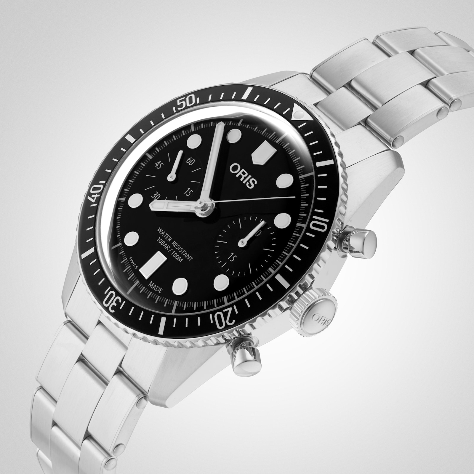 Oris Divers Sixty Five Chronograph 40mm Mens Watch Black Stainless Steel