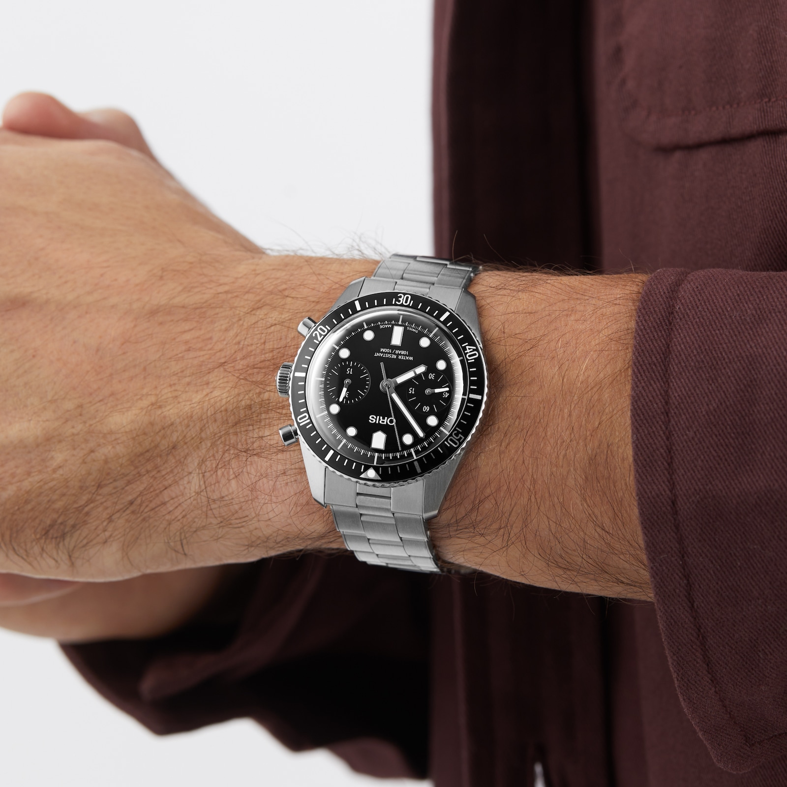 Oris Divers Sixty Five Chronograph 40mm Mens Watch Black Stainless Steel