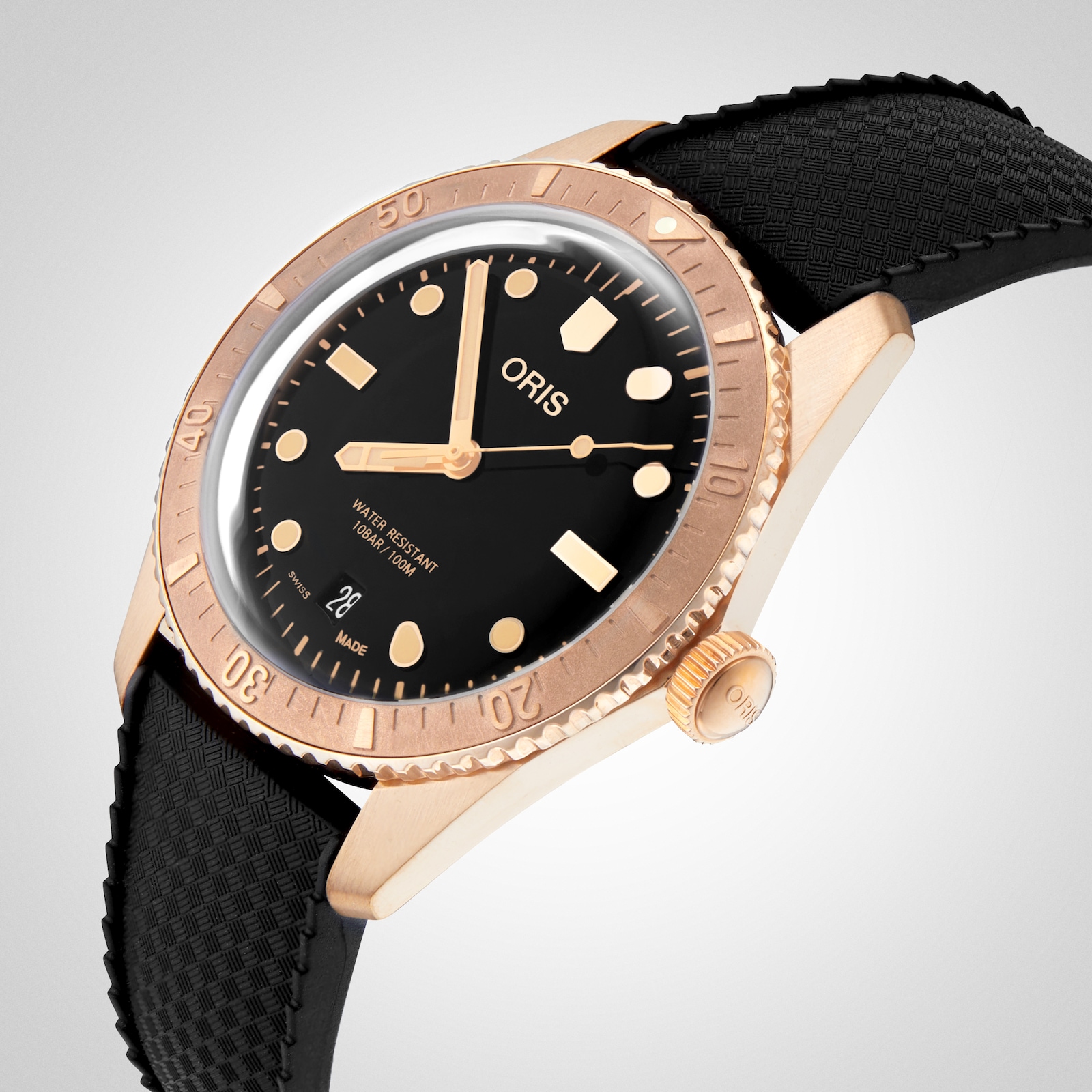 Oris Divers Sixty Five Date Cotton Candy Sepia 38mm Mens Watch Rubber